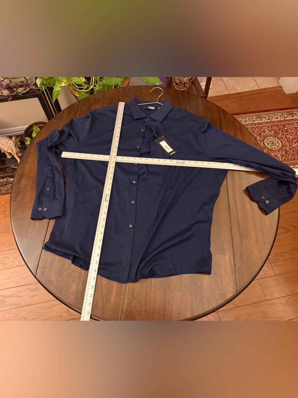 Murano Men's Navy Blue Button-Up Dress Shirt